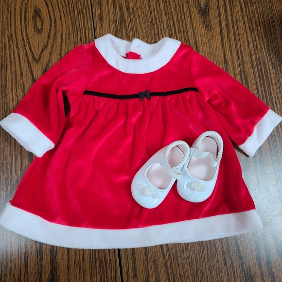 Carter's Just One Year Infant girls Xmas outfit 0-3months Dress and shoes - Picture 3 of 6